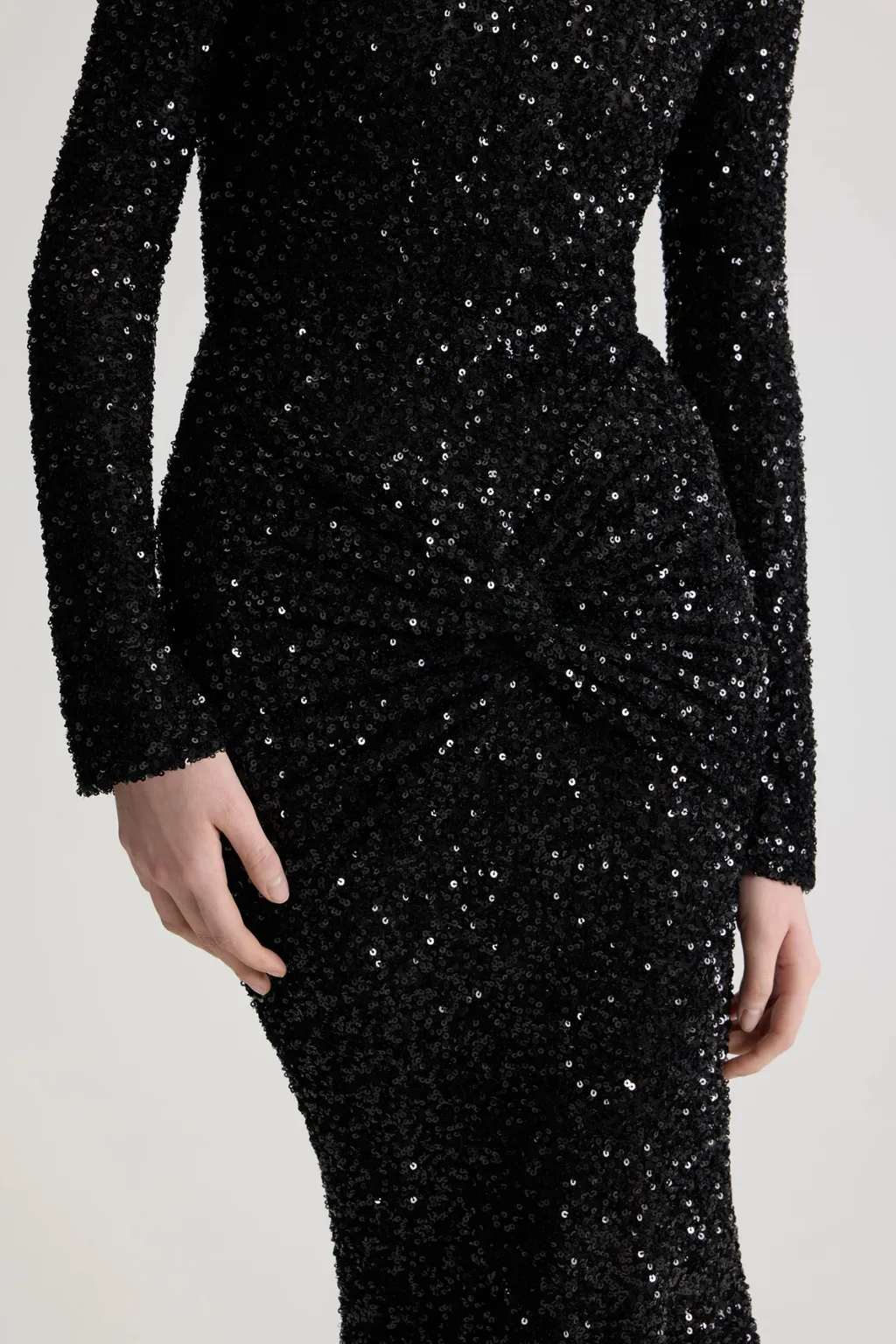 Sequinned High-Neck Maxi Dress