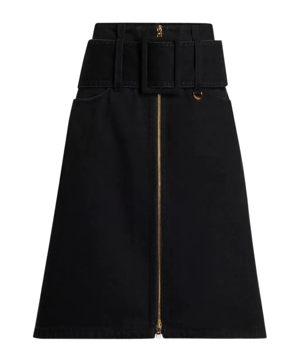 Buckle Zip Detailed Skirt