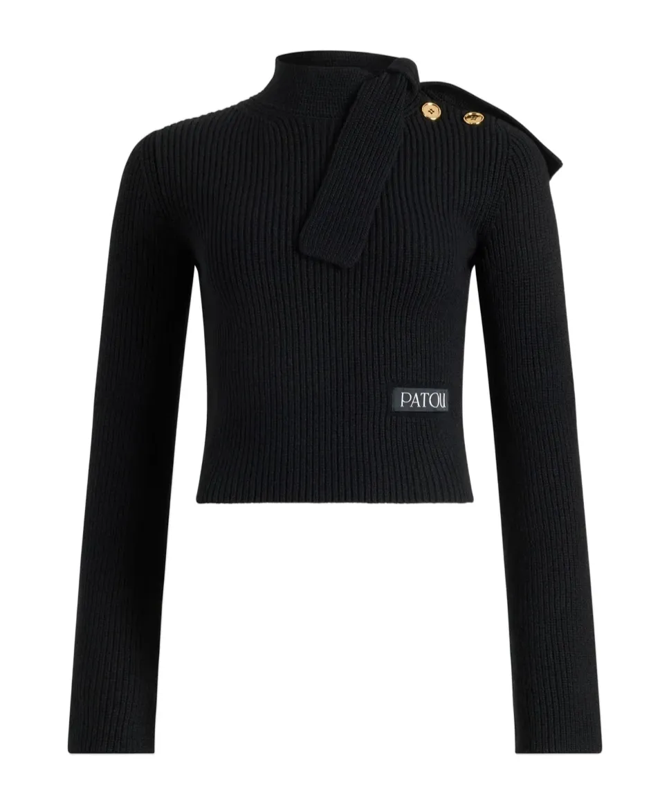 Logo Patch Long-Sleeve Knit Sweater