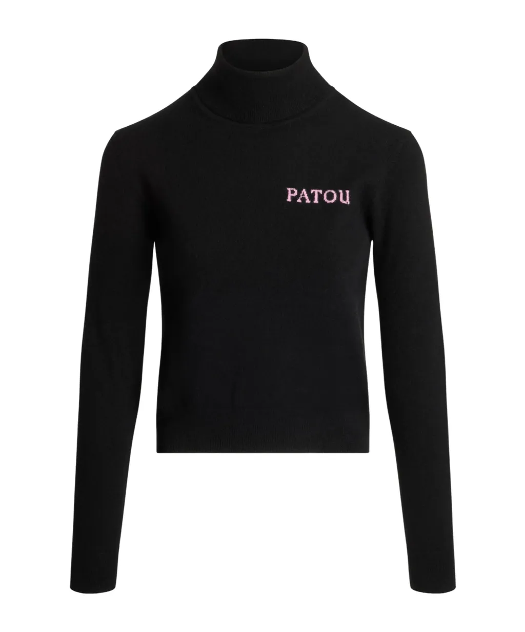 Logo Intarsia Turtleneck Knit Sweater