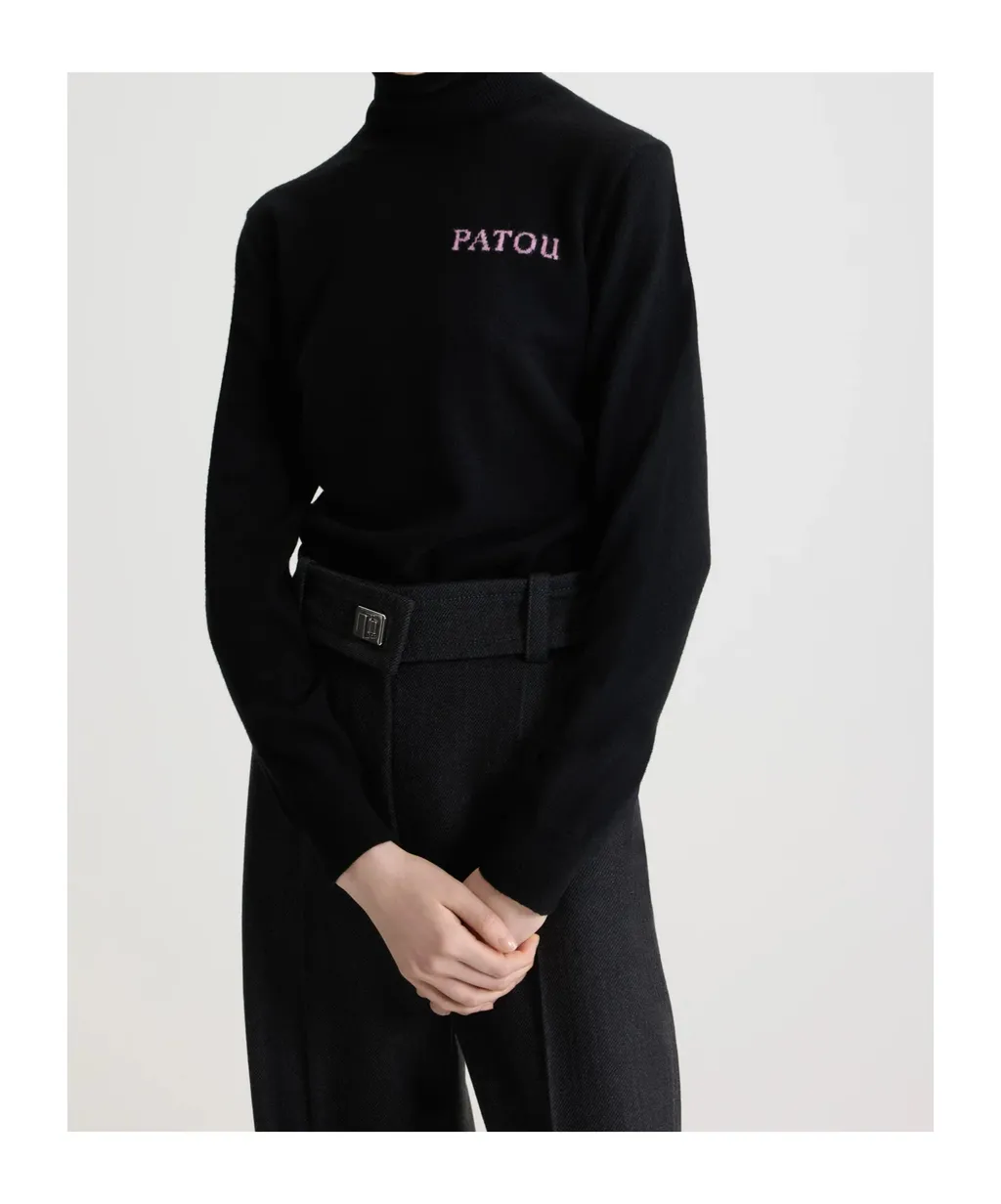 Logo Intarsia Turtleneck Knit Sweater