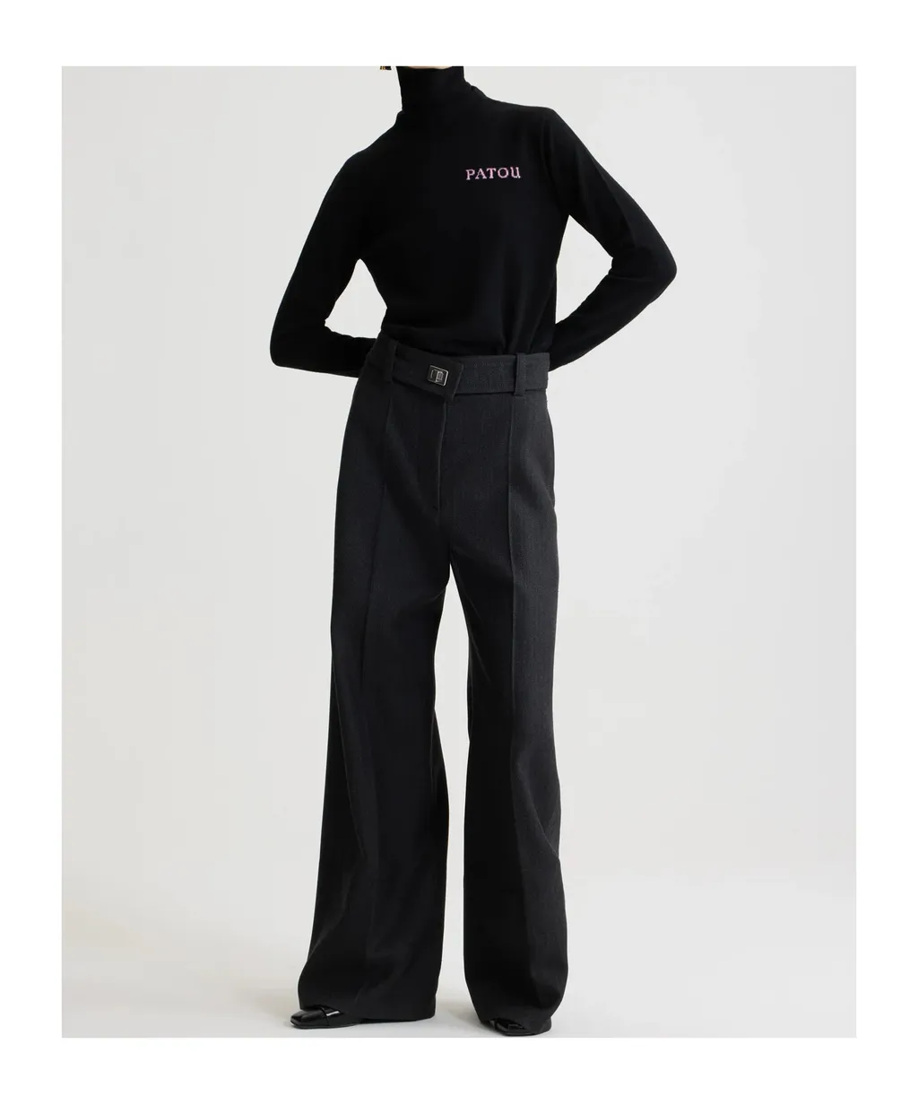 Logo Intarsia Turtleneck Knit Sweater