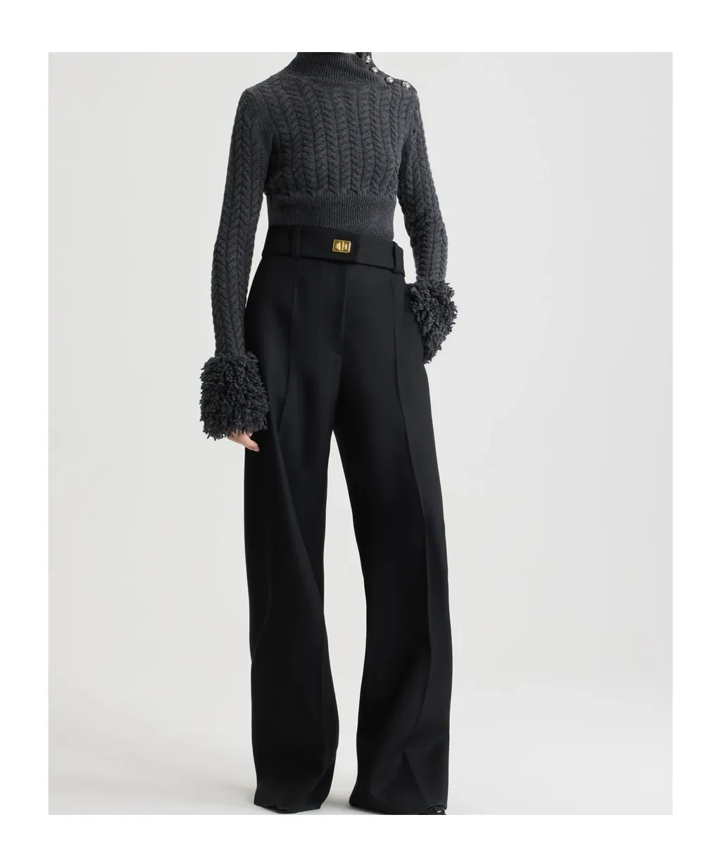 Turtleneck Fringed-Trim Knit Sweater
