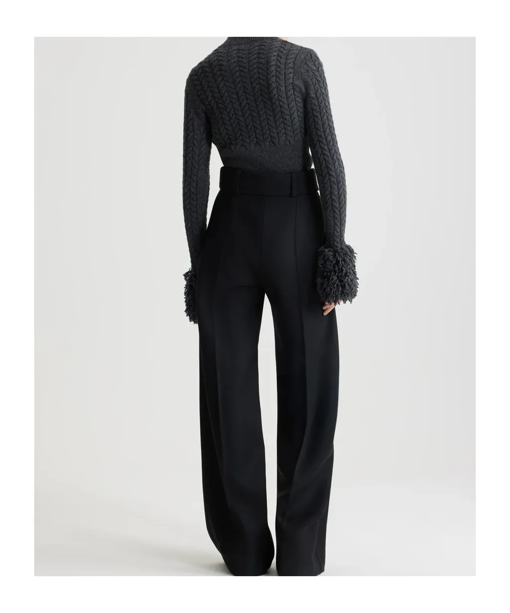 Turtleneck Fringed-Trim Knit Sweater