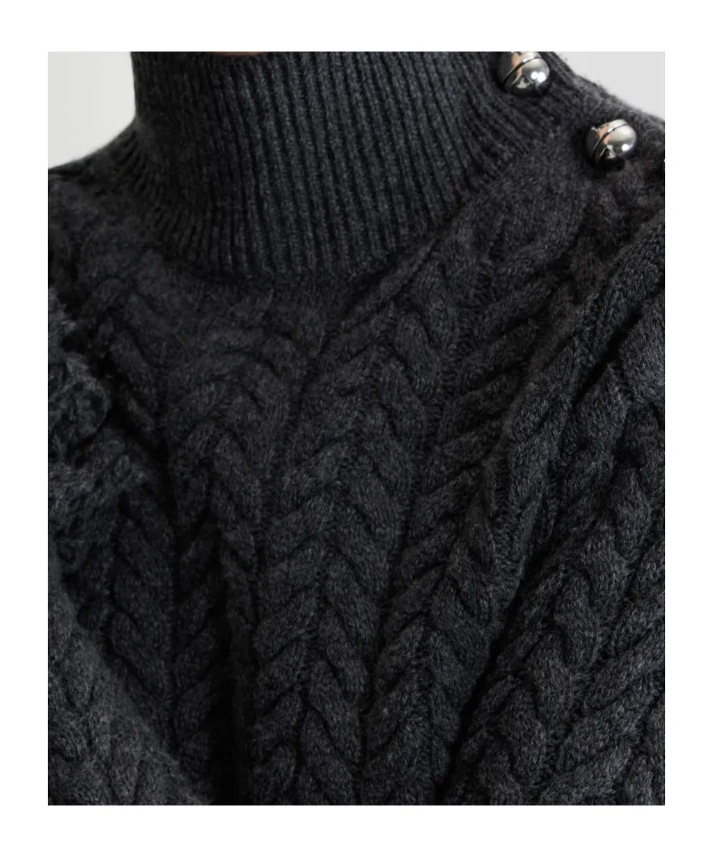 Turtleneck Fringed-Trim Knit Sweater
