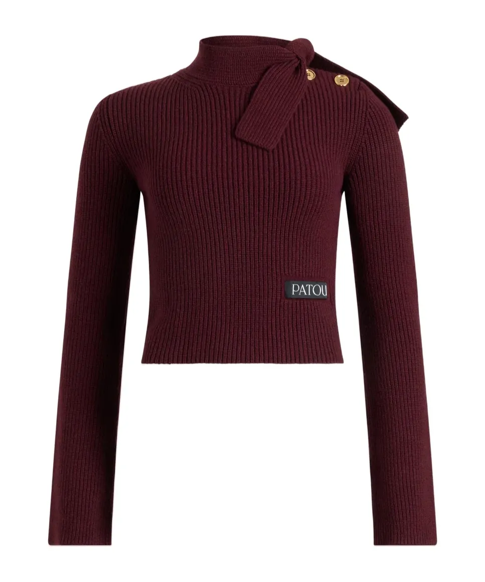 Logo Patch Long-Sleeve Knit Sweater