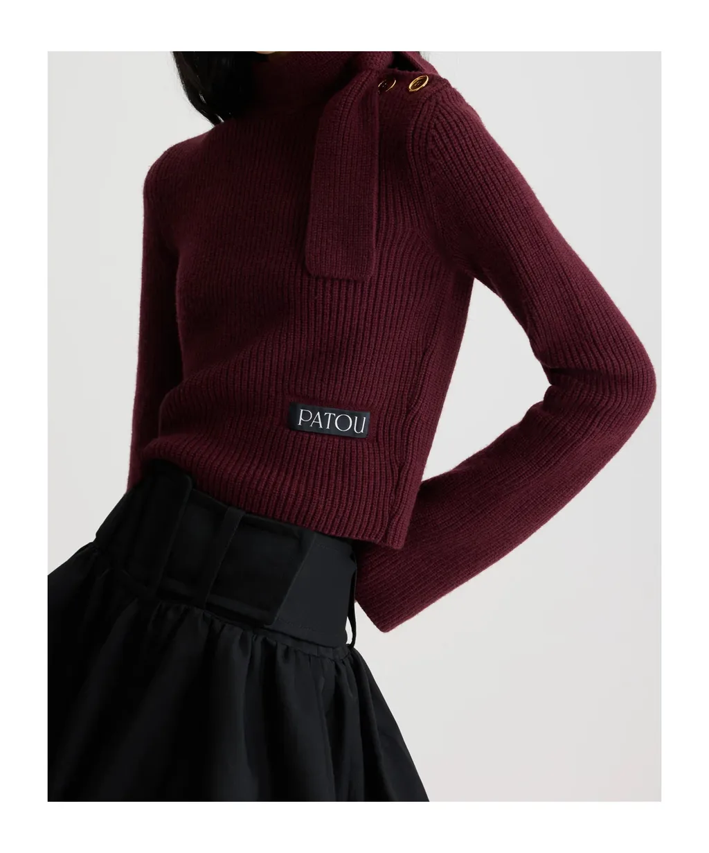 Logo Patch Long-Sleeve Knit Sweater