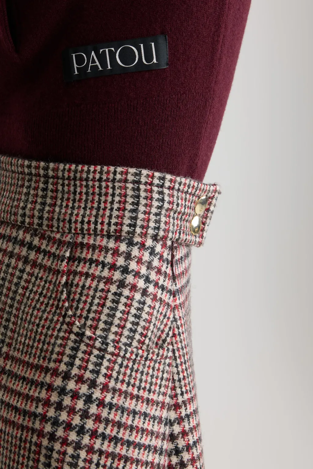 Checkered Asymmetrical Midi Skirt