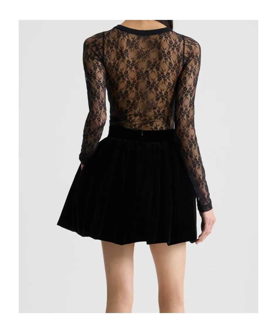 Lace-Floral Long-Sleeve Top