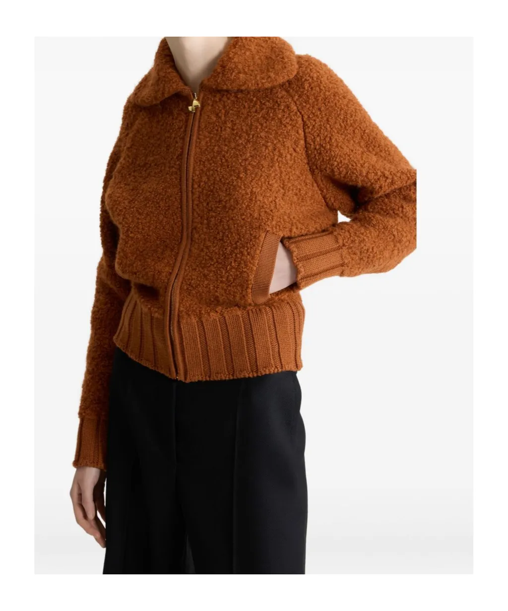 Bouclé Zip-Front Jacket
