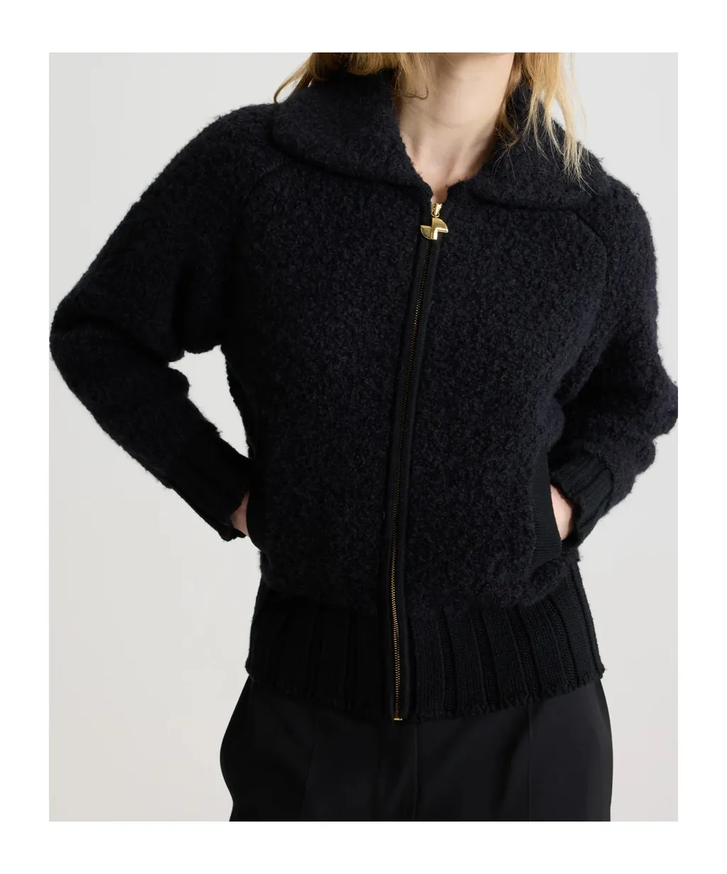 Bouclé Zip-Front Jacket