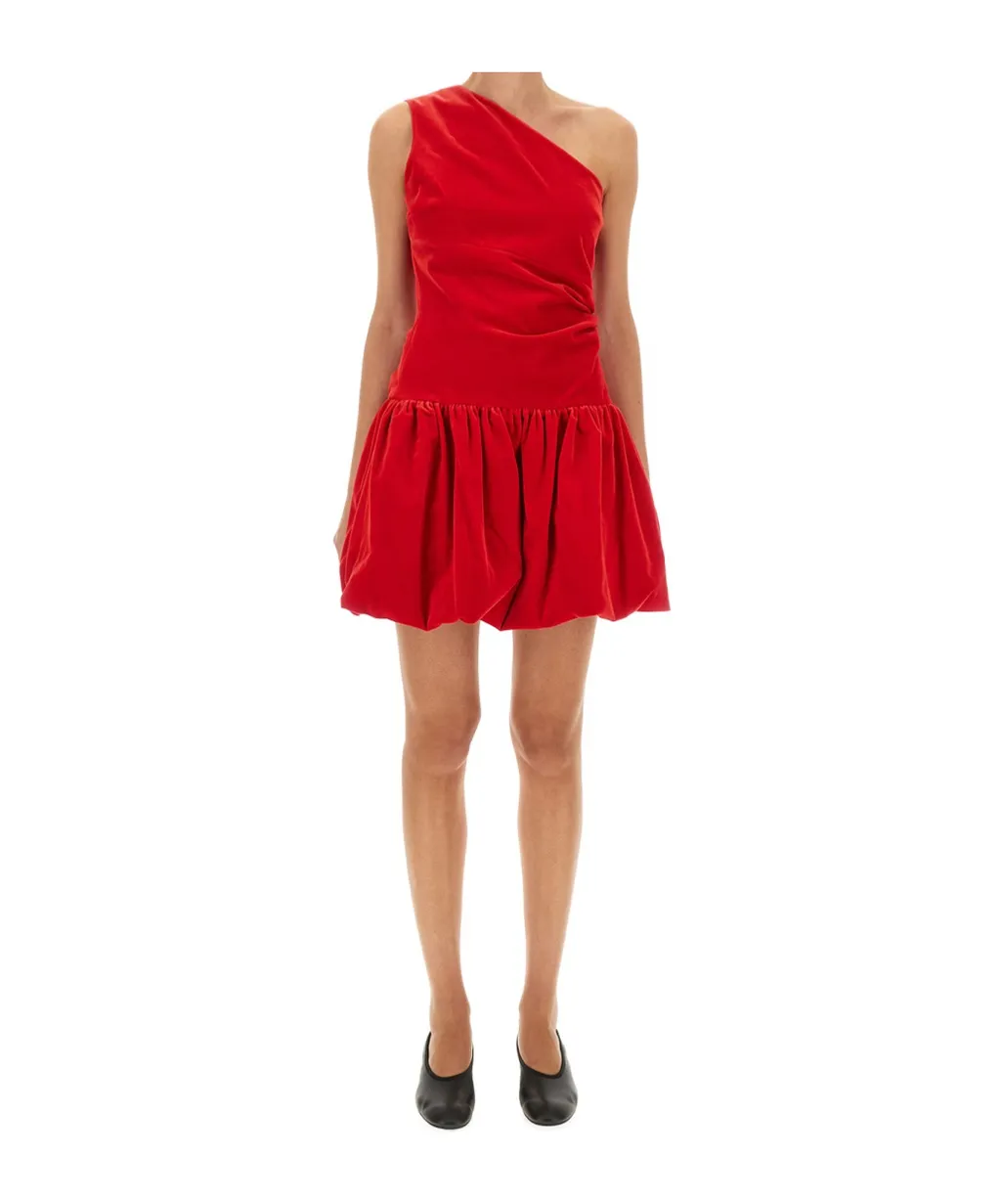One-Shoulder Balloon Hem Mini Dress