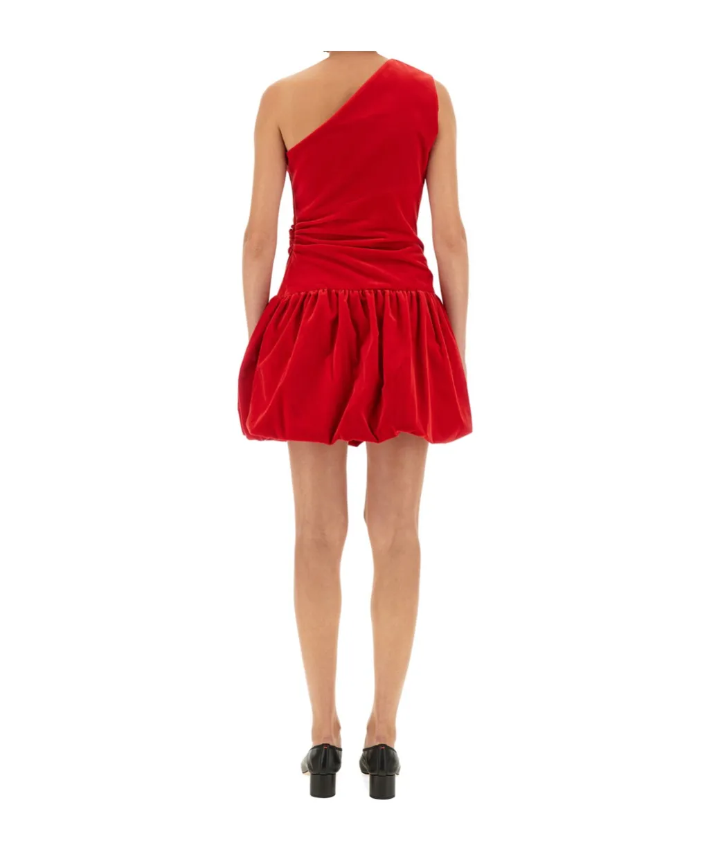 One-Shoulder Balloon Hem Mini Dress