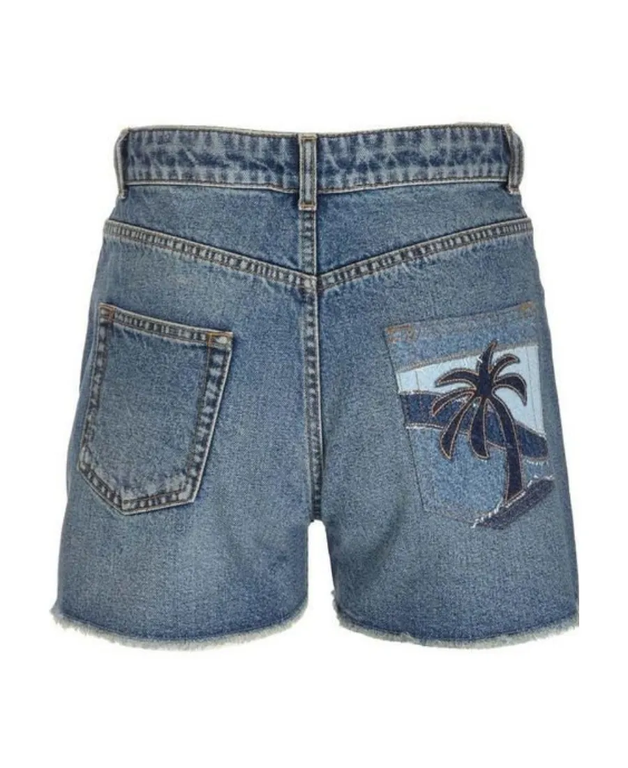Embroidered Denim Shorts