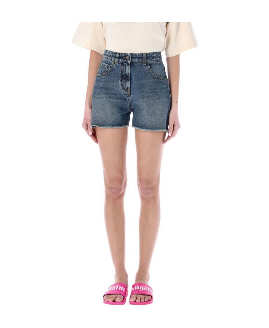 Embroidered Denim Shorts