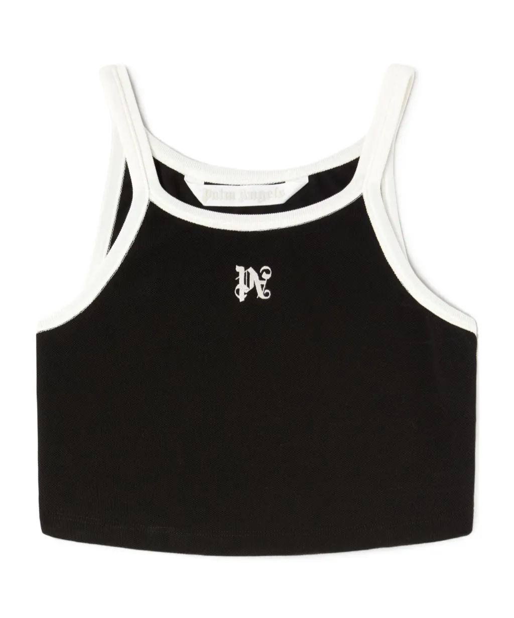 Pa Monogram Embroidered Cropped Tank Top