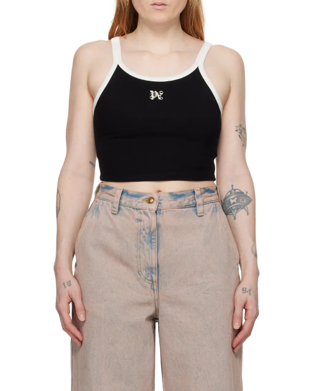 Pa Monogram Embroidered Cropped Tank Top