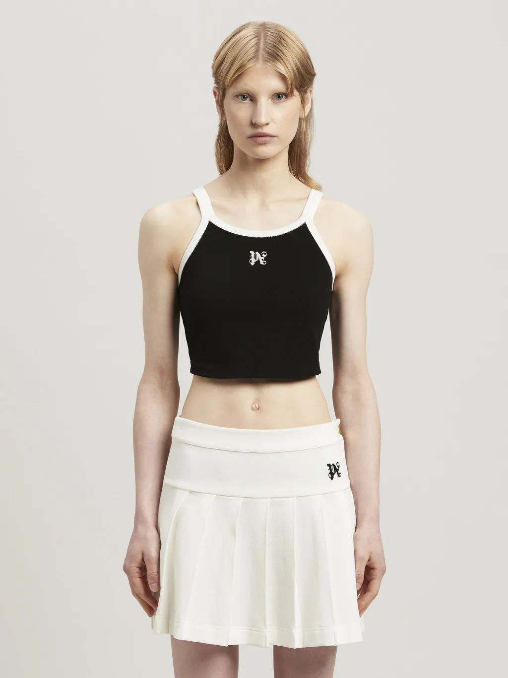 Pa Monogram Embroidered Cropped Tank Top