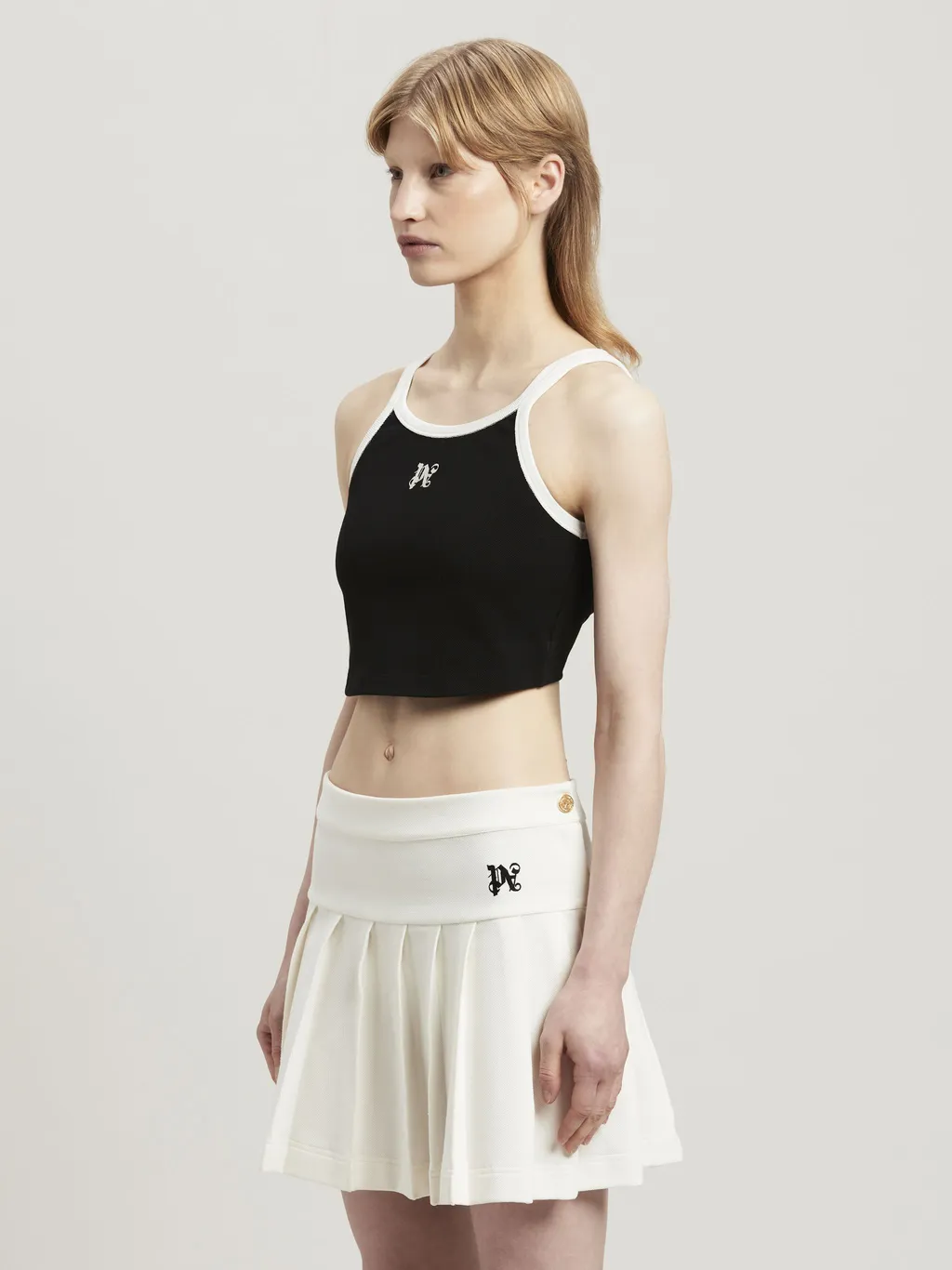 Pa Monogram Embroidered Cropped Tank Top