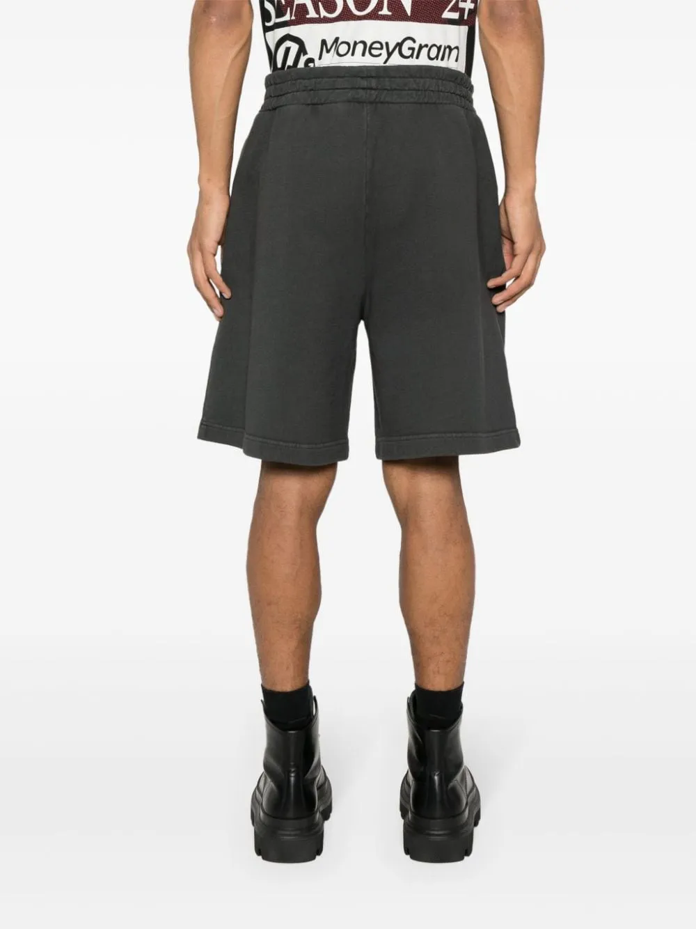 Palm Tree-Printed Elasticated Waist Track Shorts