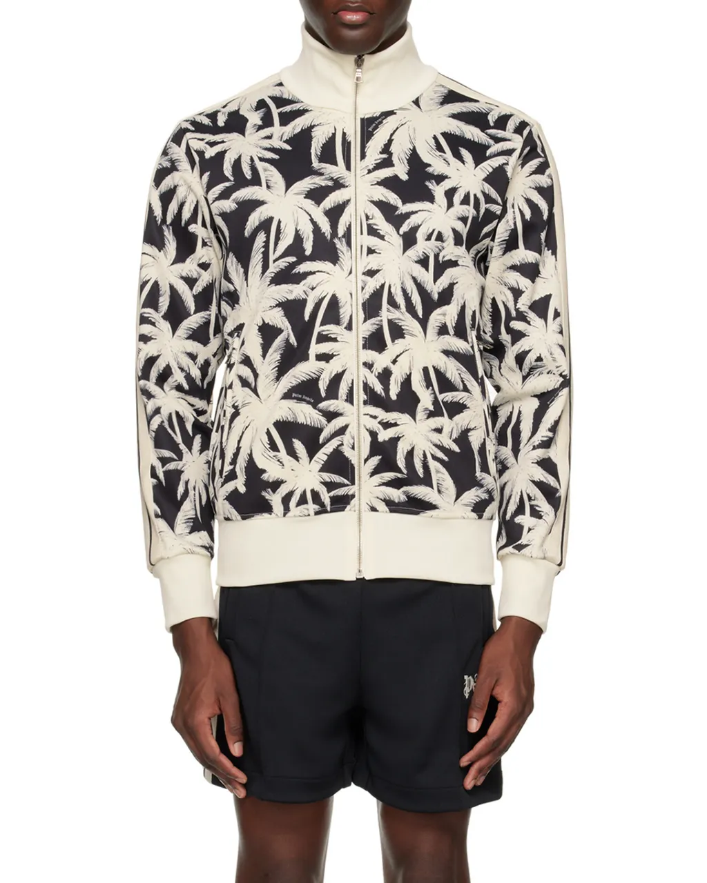 Palm-Printed Side Stripe Detailed Track Jacket