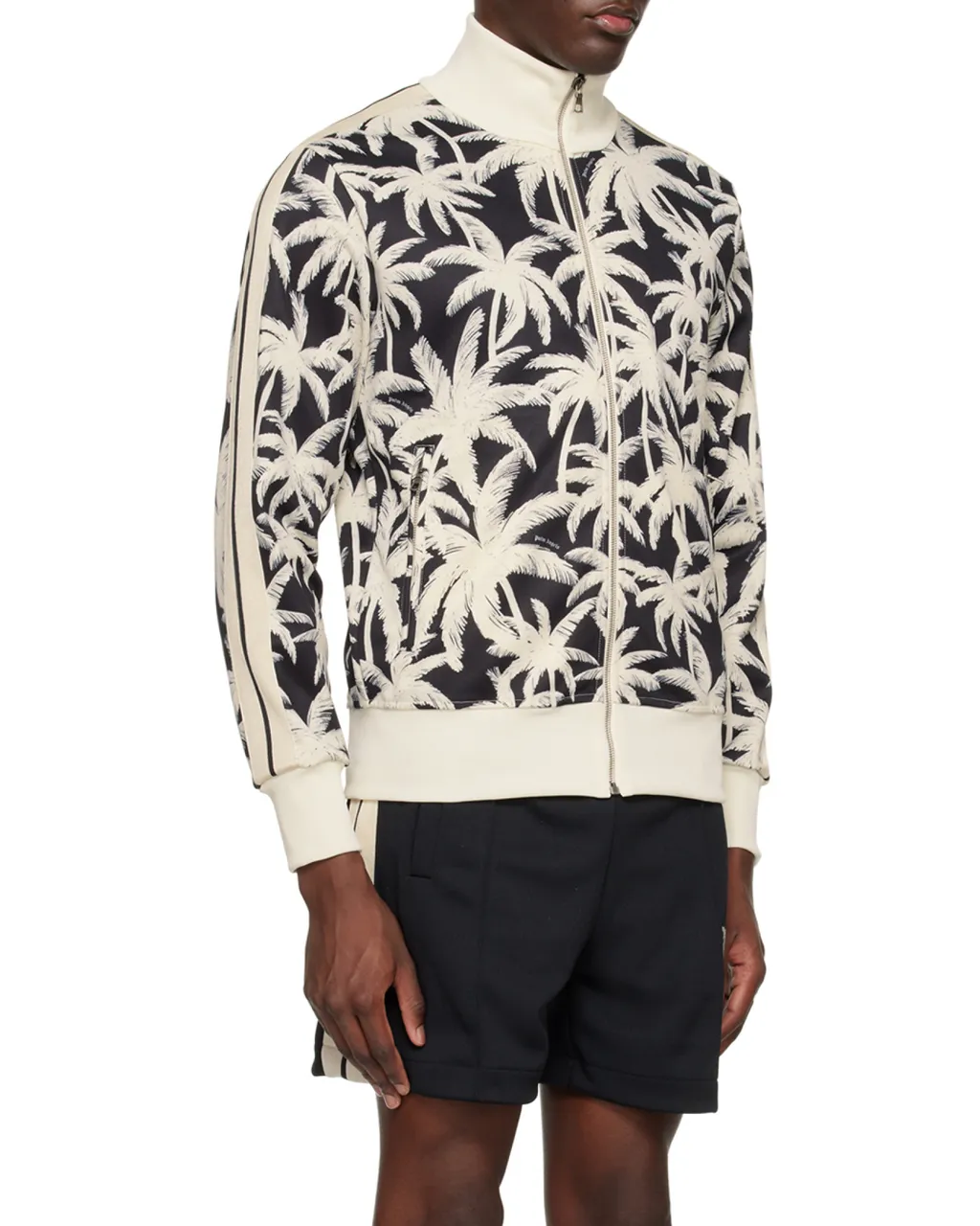 Palm-Printed Side Stripe Detailed Track Jacket