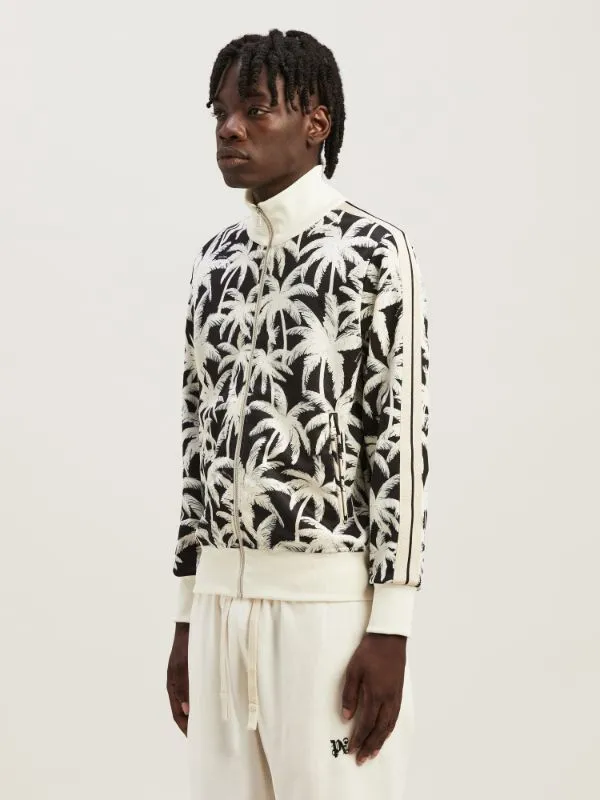 Palm-Printed Side Stripe Detailed Track Jacket