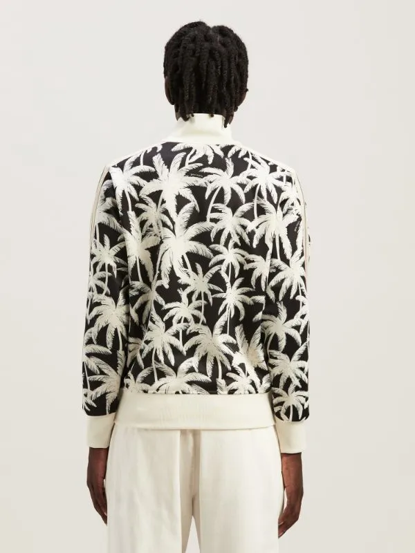 Palm-Printed Side Stripe Detailed Track Jacket