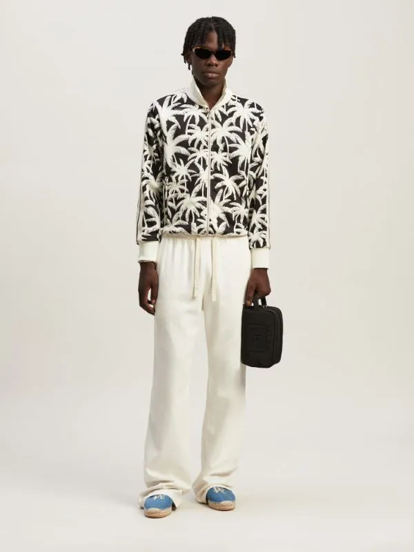 Palm-Printed Side Stripe Detailed Track Jacket