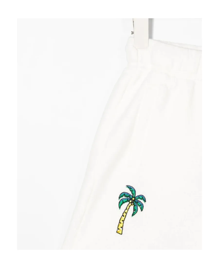 Embroidered Palm-Tree Drawstring Shorts