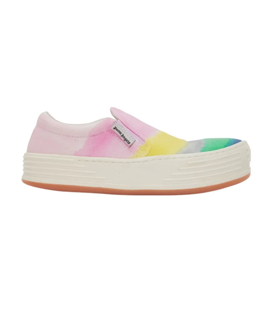 Gradient-Pattern Round-Toe Slip-On Sneakers