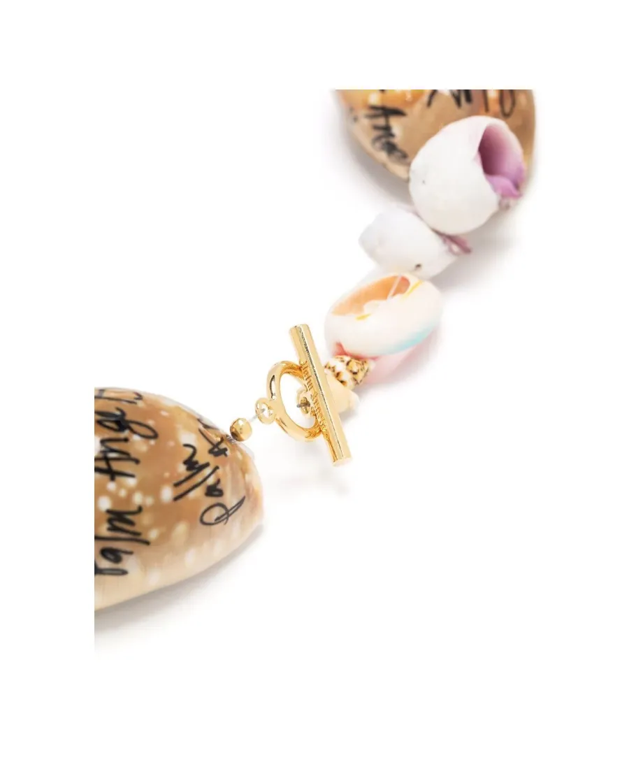 Logo-Print Shell Necklace