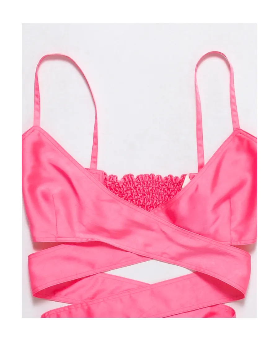 Crossover-Strap Satin Top