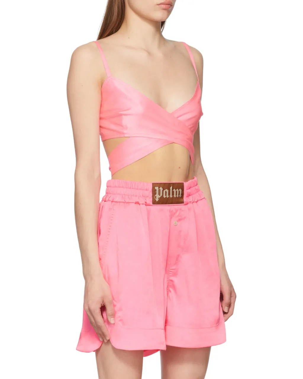Crossover-Strap Satin Top