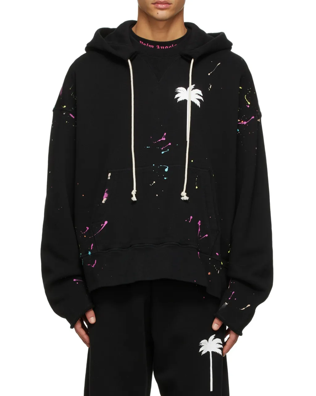 Palm-Printed Drawstring Hoodie