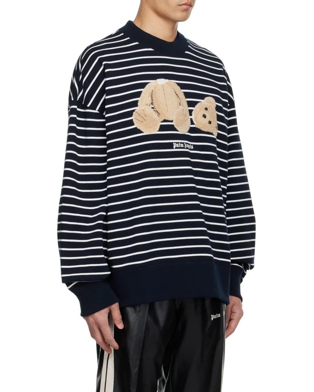 Bear Print Striped Sweatshirt