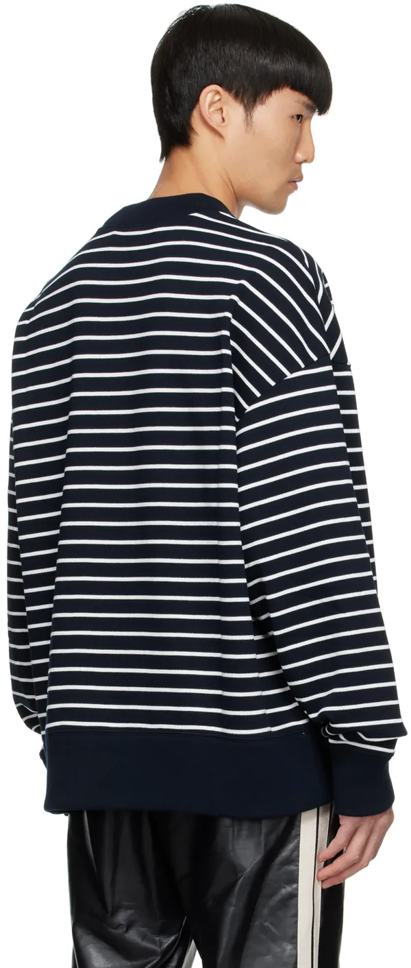 Bear Print Striped Sweatshirt