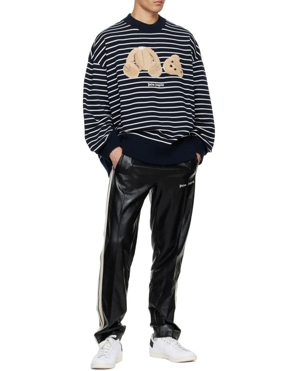 Bear Print Striped Sweatshirt