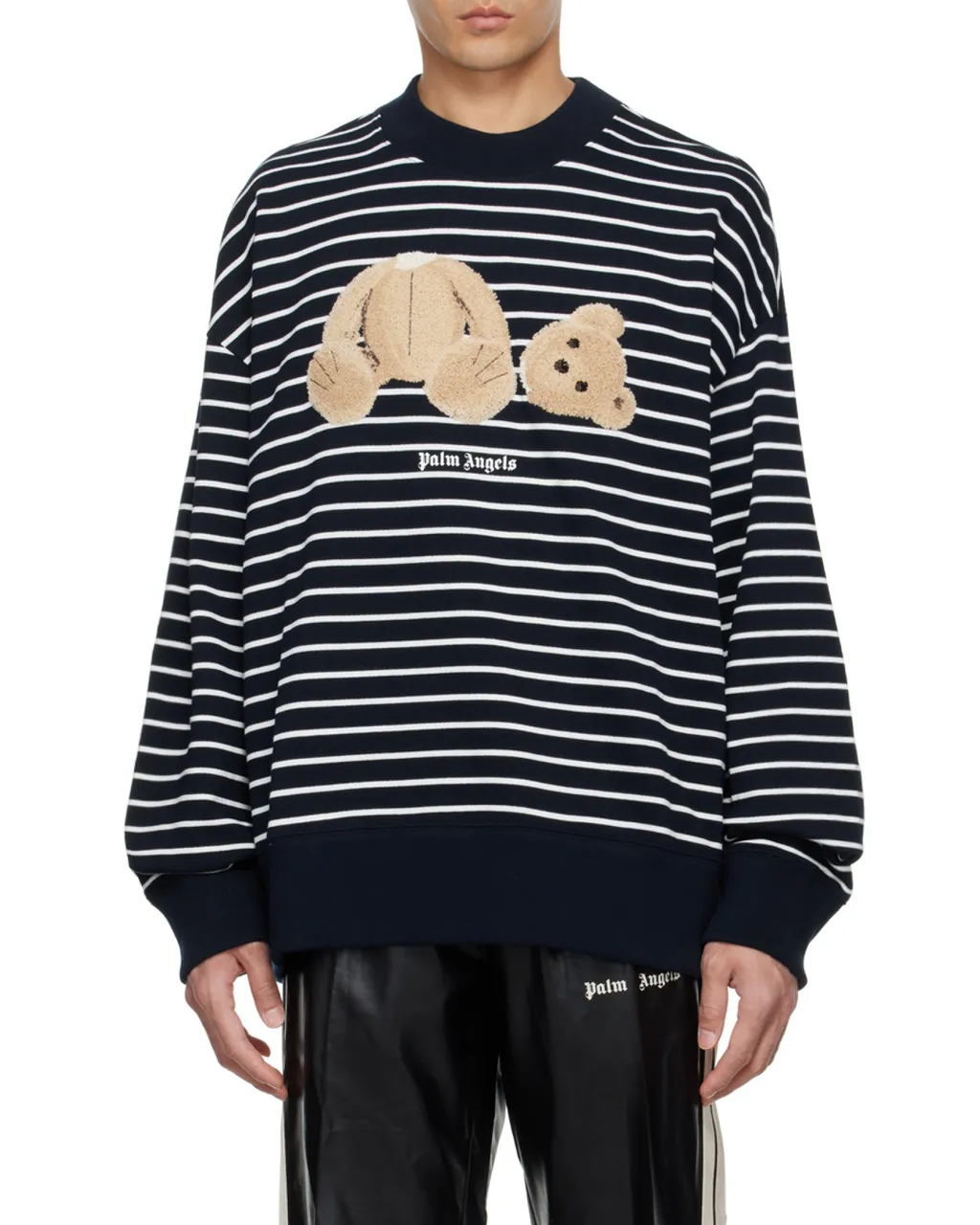 Bear Print Striped Sweatshirt