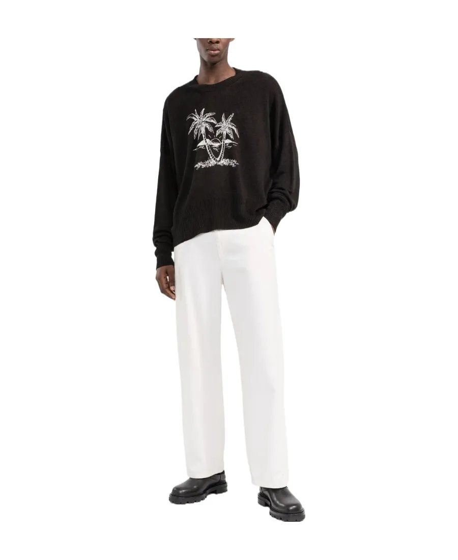 Palm Tree-Print Linen Jumper