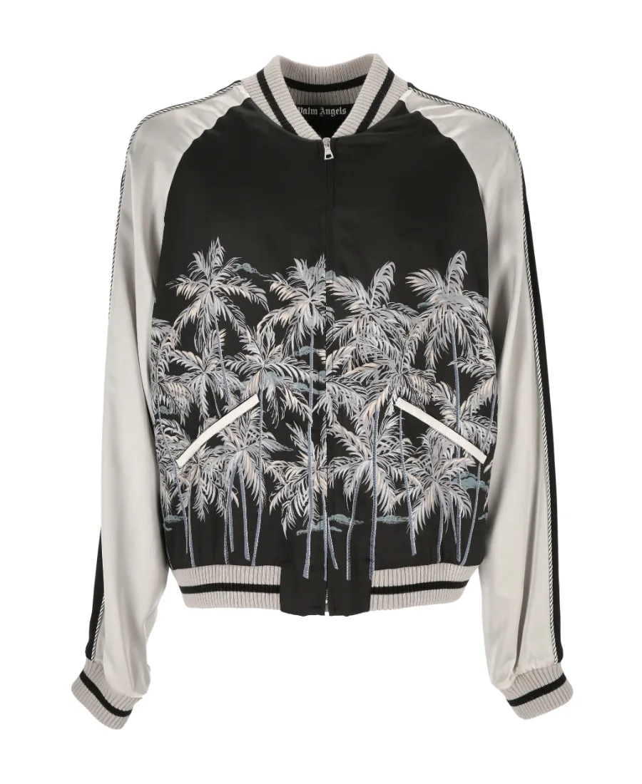 Palm Tree-Print Bomber Jacket