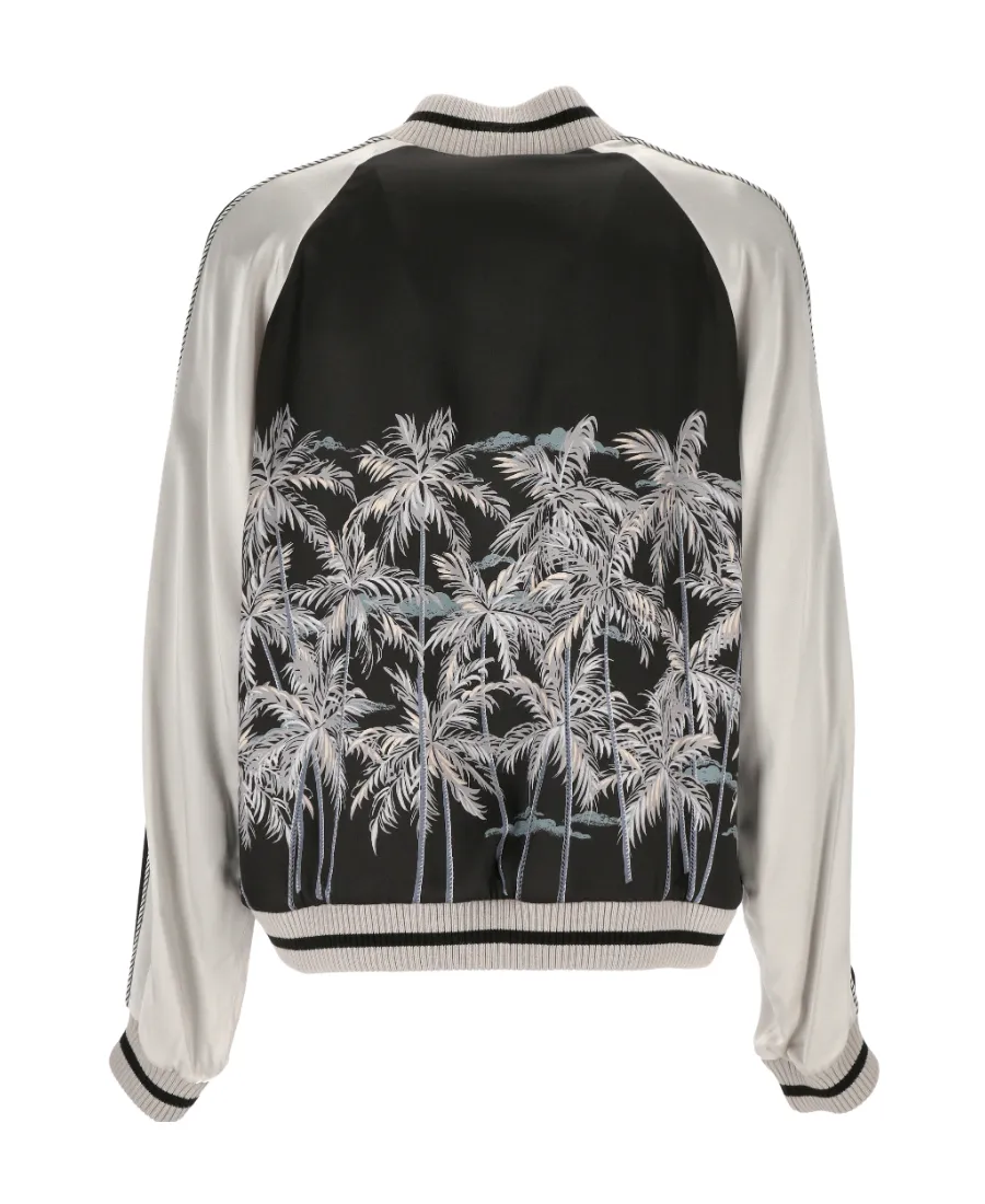 Palm Tree-Print Bomber Jacket