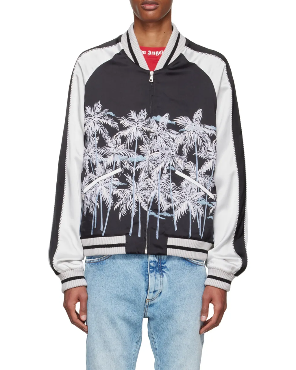 Palm Tree-Print Bomber Jacket