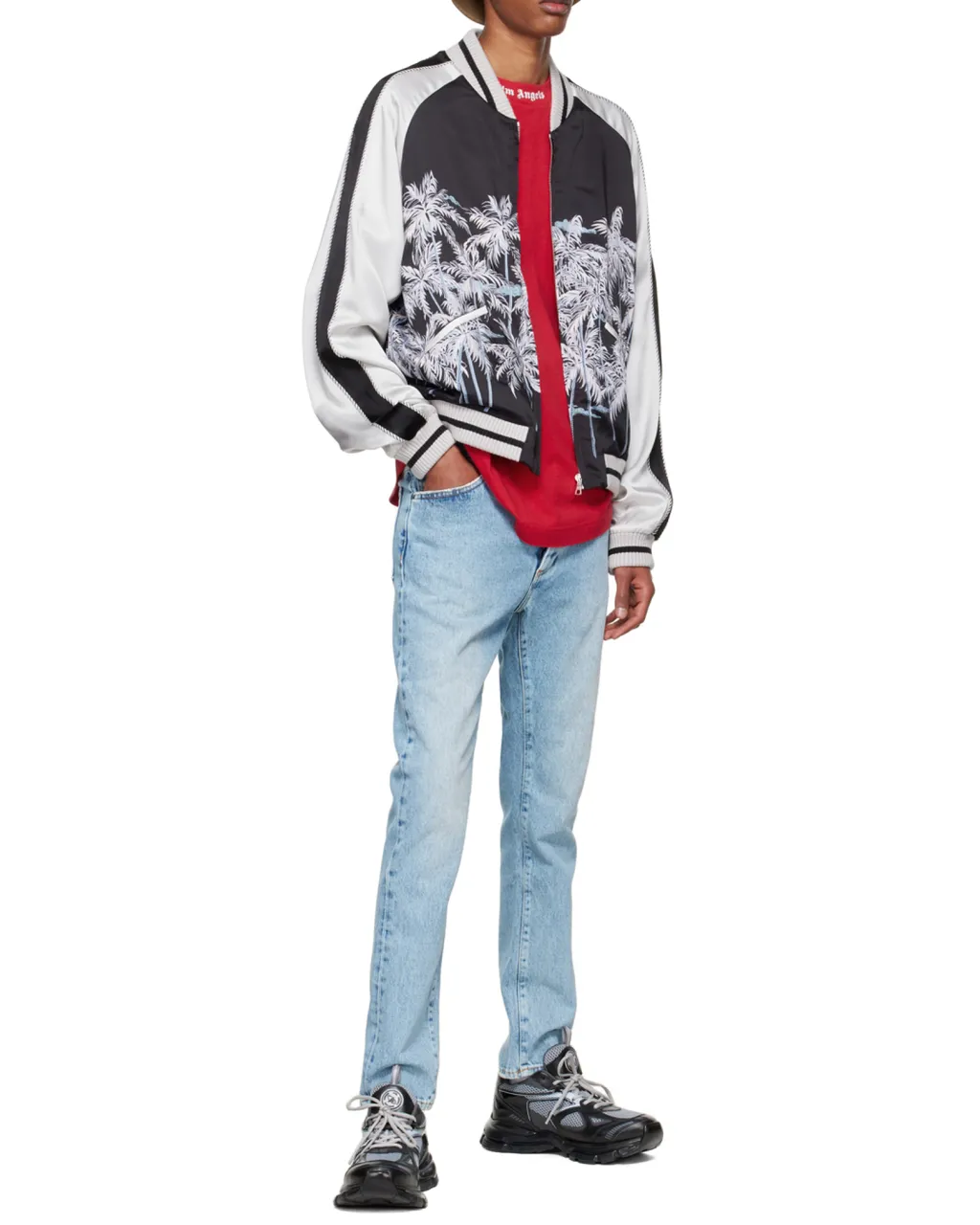 Palm Tree-Print Bomber Jacket