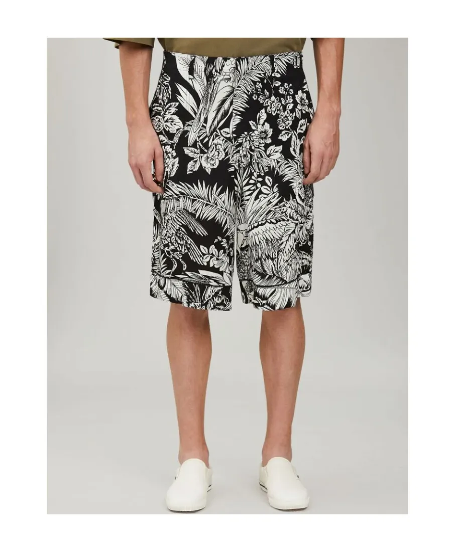 Parrot-Print Straight Leg Shorts