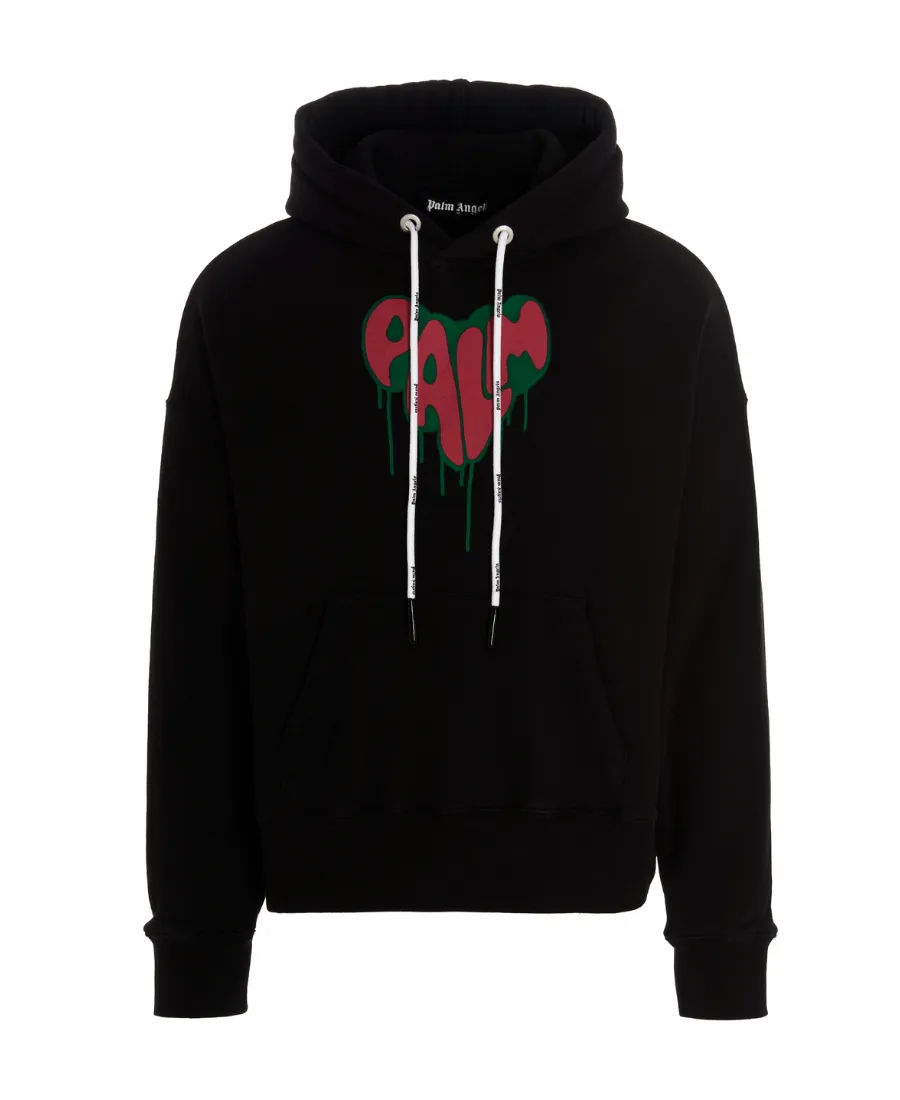 Spray Heart Logo Print Hoodie