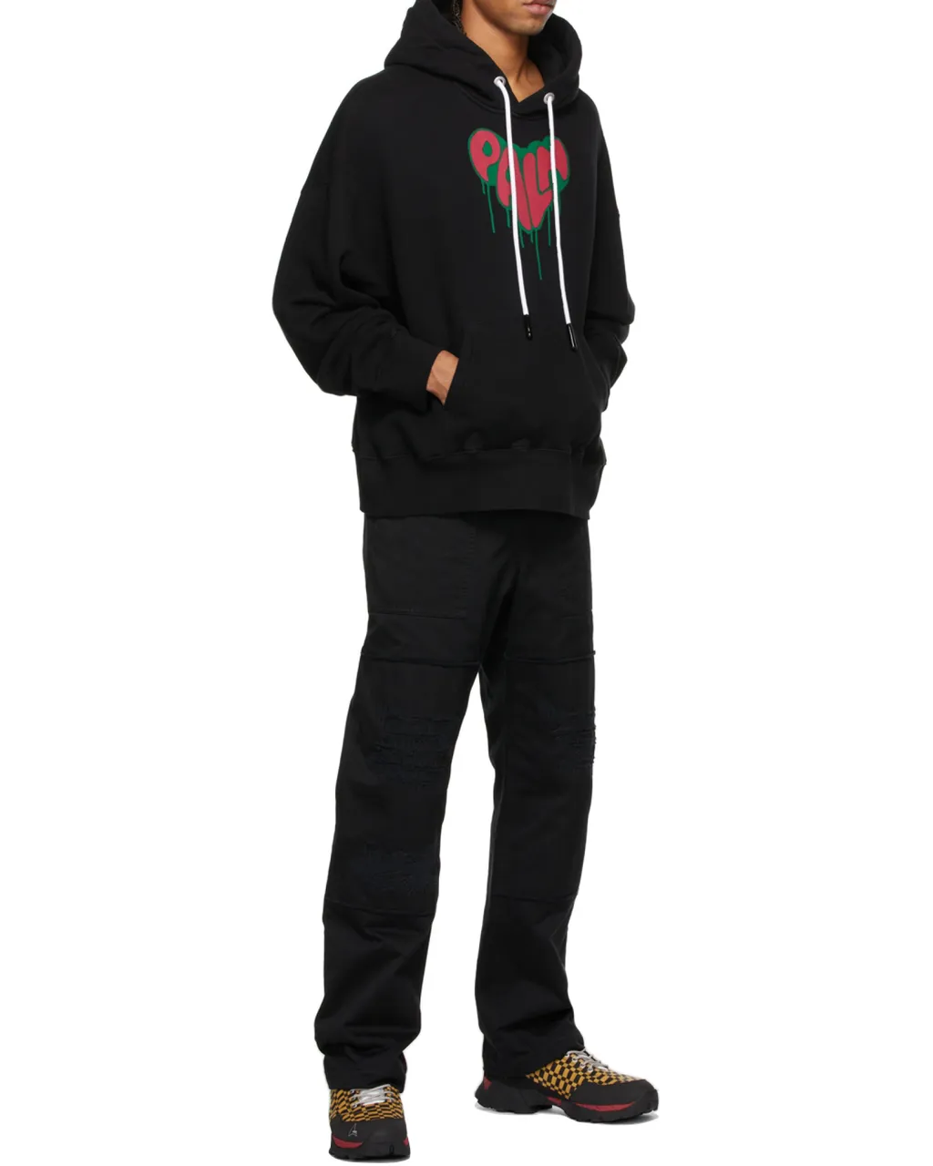 Spray Heart Logo Print Hoodie