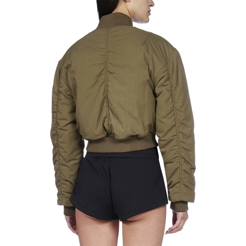 Cropped Logo-Patch Bomber Jacket
