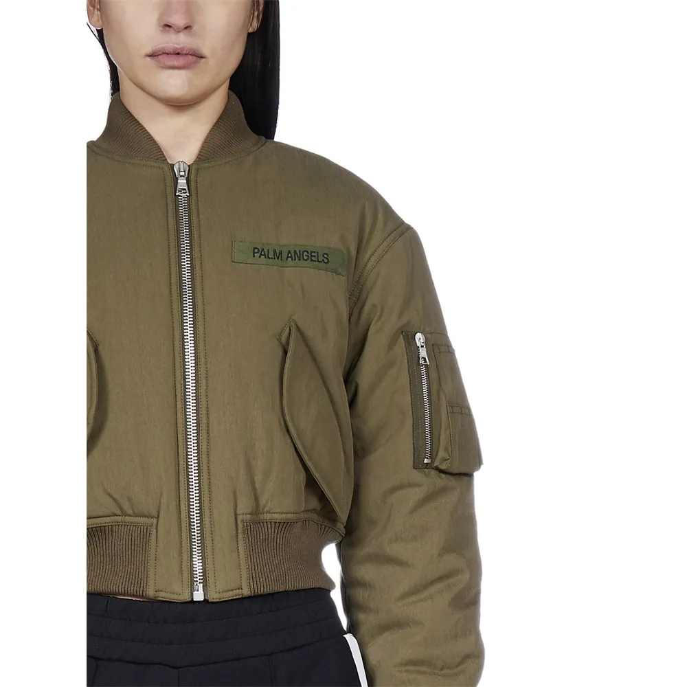 Cropped Logo-Patch Bomber Jacket