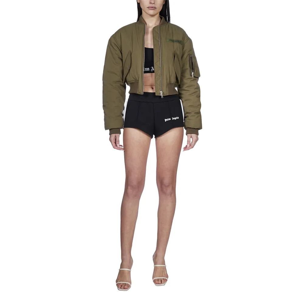 Cropped Logo-Patch Bomber Jacket